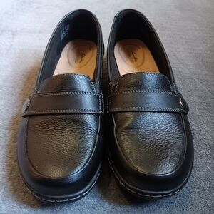 Clarks Black Dark Academia Slip On Loafers Shoes Womens Size US 8, Career Wear